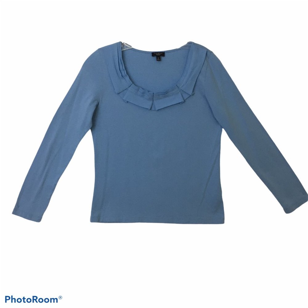 TALBOTS Womens M Blue Pima Cotton Blnd Long Sleeve T-Shirt Top